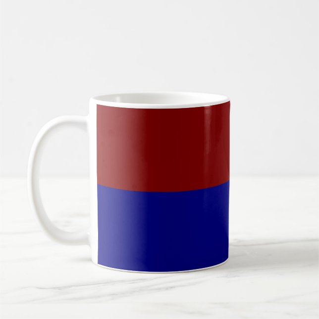 Dark Red and Blue Rectangles Coffee Mug (Left)