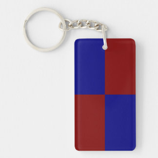 Dark Red and Blue Rectangles Keychain