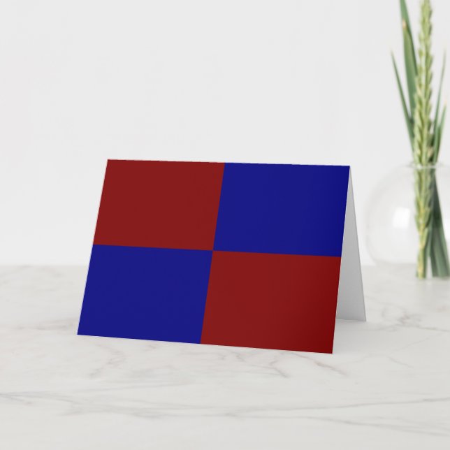 Dark Red and Blue Rectangles Letterpress Thank You Card (Front)
