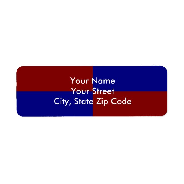 Dark Red and Blue Rectangles return address label (Front)