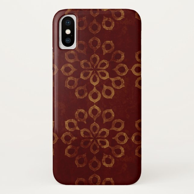 Dark Red and Gold Flower Pattern Case-Mate iPhone Case (Back)
