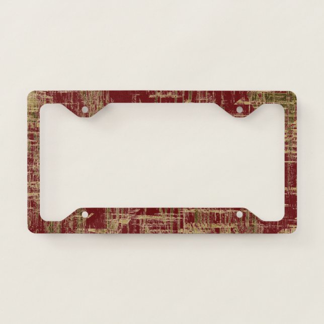 Dark Red and Gold Modern Art License Plate Frame (Front)