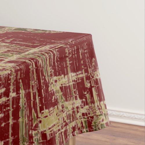 Dark Red and Gold Modern Art Tablecloth