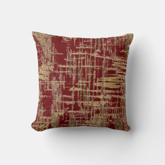 Dark Red and Gold Modern Art Throw Pillow