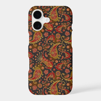 Dark Red and Gold Paisley Pattern iPhone 17 Case
