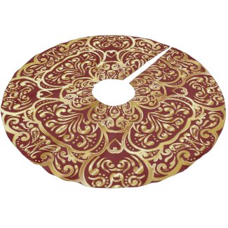 Dark Red and Gold Toned Filigree Design Holiday 