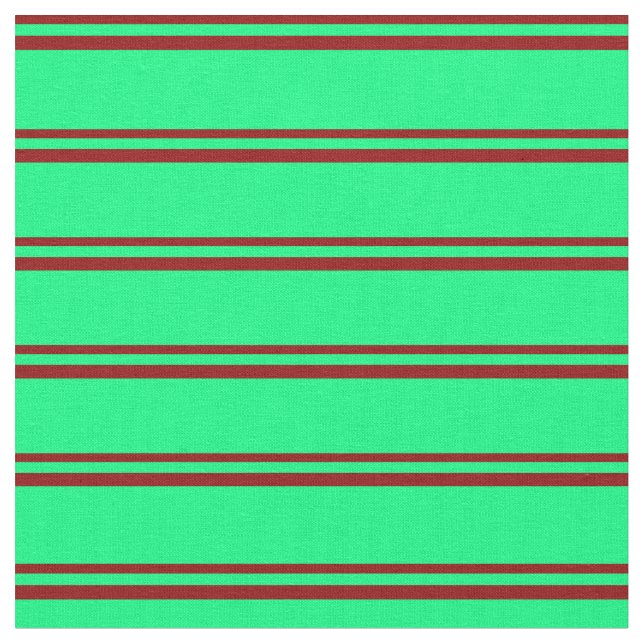 Dark Red and Green Lined/Striped Pattern Fabric (Close Up)