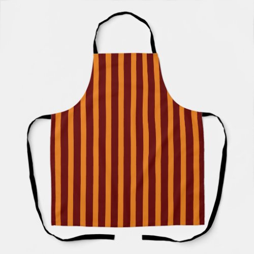 Dark Red And Honey Orange Stripes Apron