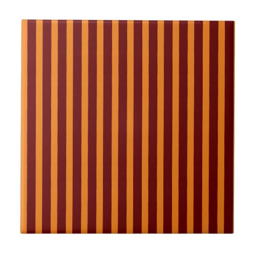 Dark Red And Honey Orange Stripes Ceramic Tile