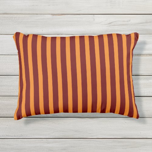 Dark Red And Honey Orange Stripes  Outdoor Pillow