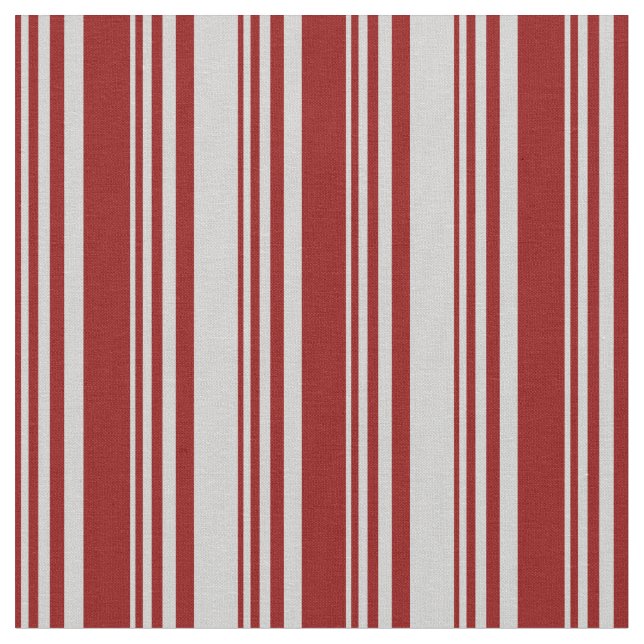 Dark Red and Light Grey Lined Pattern Fabric (Close Up)