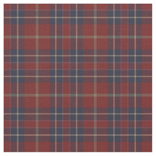 Dark Red and Navy Blue Rustic Plaid Fabric