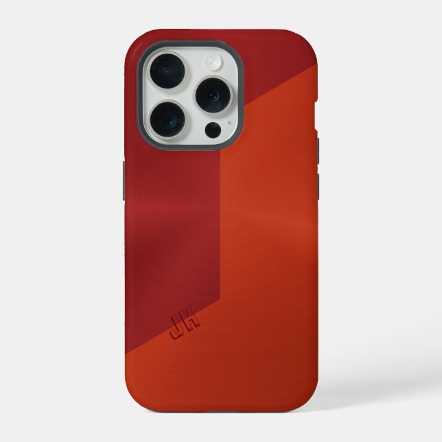Dark Red and Orange Metallic Texture, Monogram Iphone Case (Back)