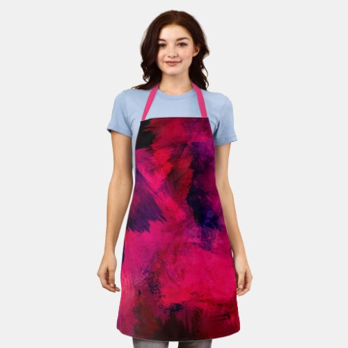 Dark Red and Purple Bold  Modern Abstract Apron
