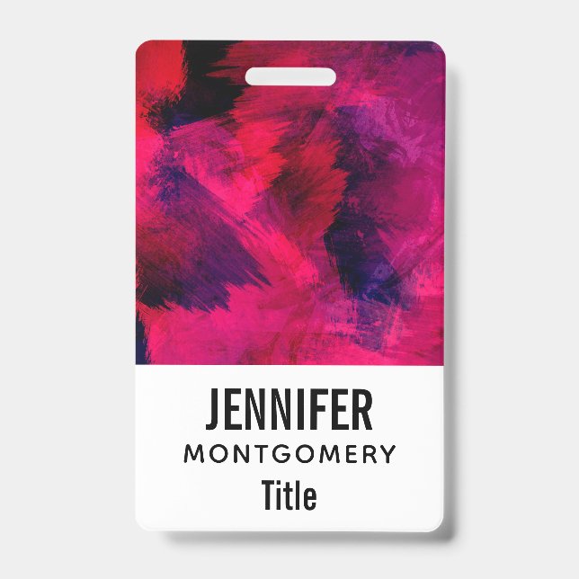 Dark Red and Purple Bold & Modern Abstract Badge (Front)