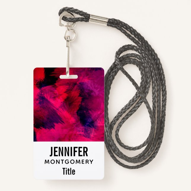 Dark Red and Purple Bold & Modern Abstract Badge (Front with Lanyard)