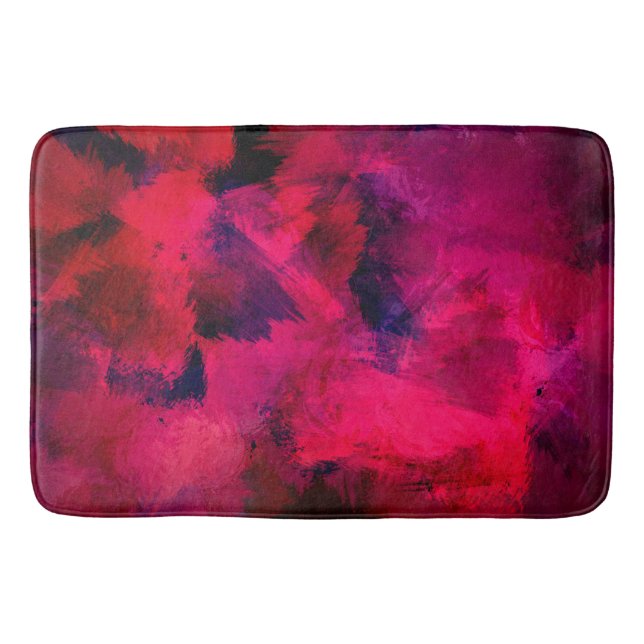 Dark Red and Purple Bold & Modern Abstract Bath Mat (Front)