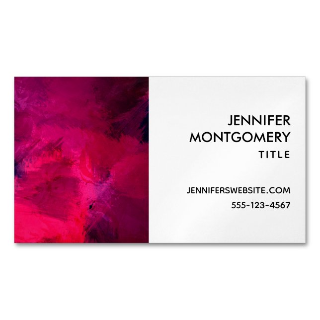 Dark Red and Purple Bold & Modern Abstract Business Card Magnet (Front)