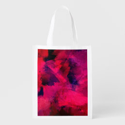 Dark Red and Purple Bold &amp; Modern Abstract Grocery Bag