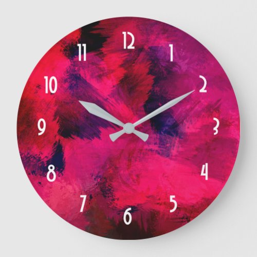 Dark Red and Purple Bold  Modern Abstract Large Clock