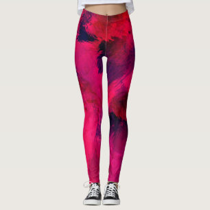Dark Red and Purple Bold & Modern Abstract Leggings