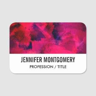 Dark Red and Purple Bold & Modern Abstract Name Tag