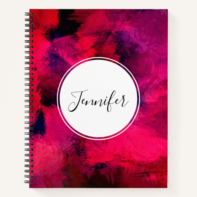Dark Red and Purple Bold & Modern Abstract Notebook (Front)