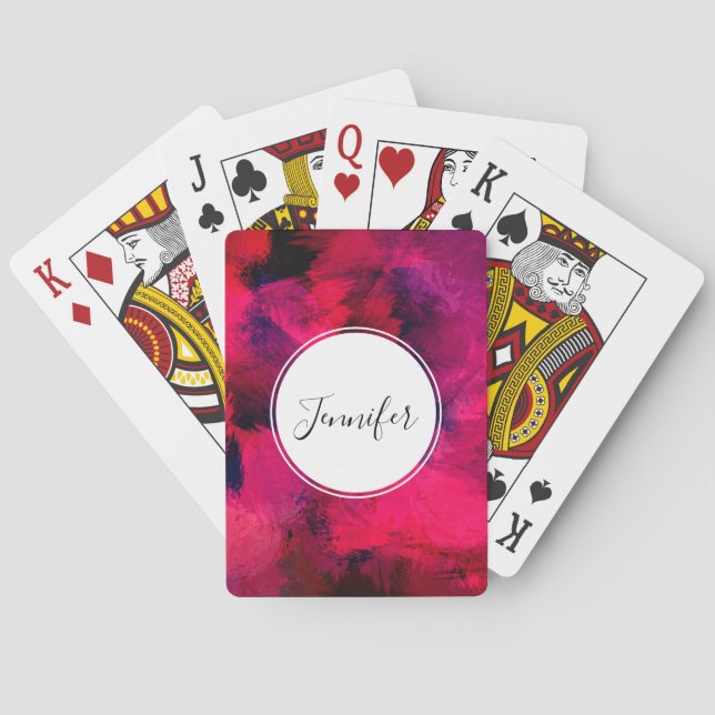 Dark Red and Purple Bold & Modern Abstract Poker Cards (Back)