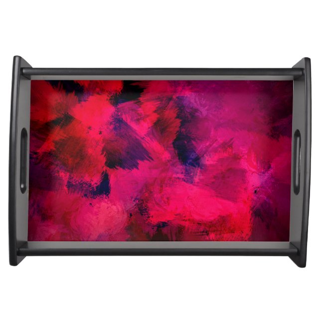 Dark Red and Purple Bold & Modern Abstract Serving Tray (Front)