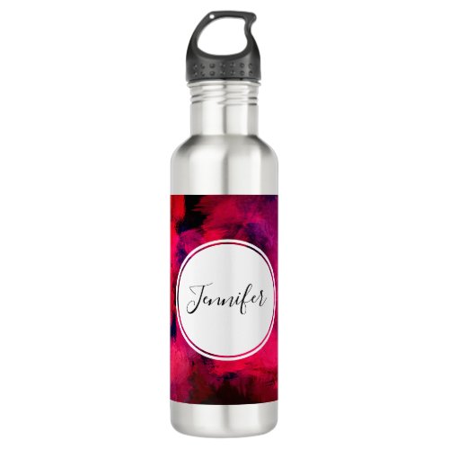 Dark Red and Purple Bold  Modern Abstract Stainless Steel Water Bottle