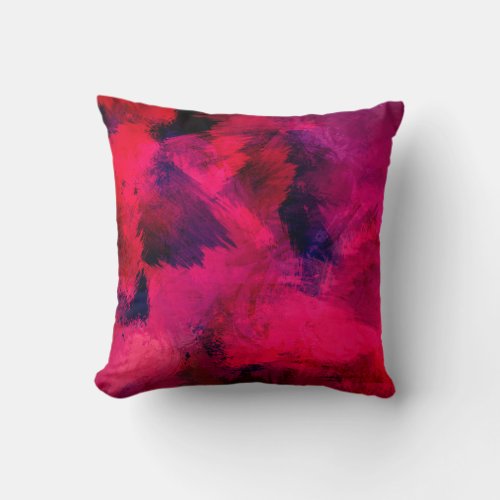 Dark Red and Purple Bold  Modern Abstract Throw Pillow