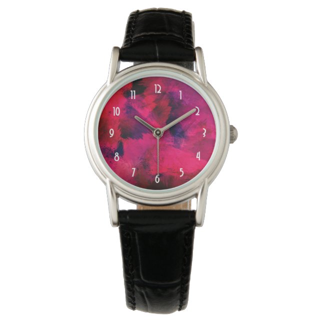 Dark Red and Purple Bold & Modern Abstract Watch (Front)