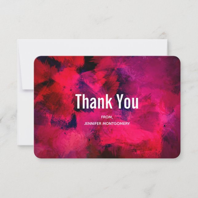Dark Red and Purple Bold & Modern Thank You Card (Front)