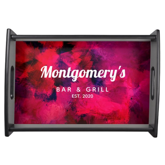 Dark Red and Purple Modern Absract Bar & Grill Serving Tray (Front)