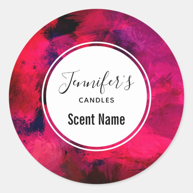 Dark Red and Purple Modern Abstract Candle Classic Round Sticker (Front)