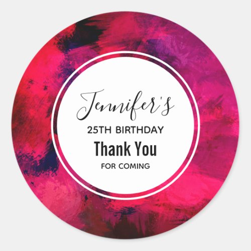 Dark Red and Purple Modern Abstract Thank You Classic Round Sticker