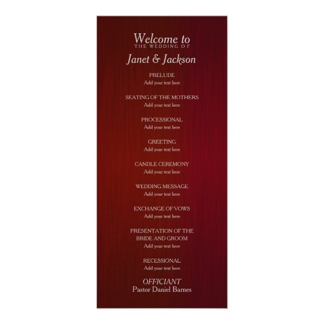 Dark Red and Silver Confetti Dot - Wedding Program (Back)