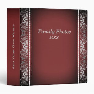 Dark Red and Silver Lace 3 Ring Binder