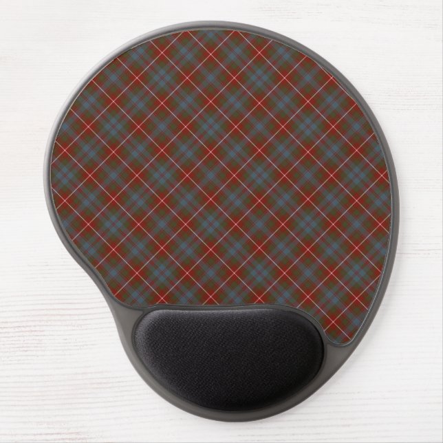Dark Red and Steel Blue Fraser of Lovat Tartan Gel Mouse Pad (Front)
