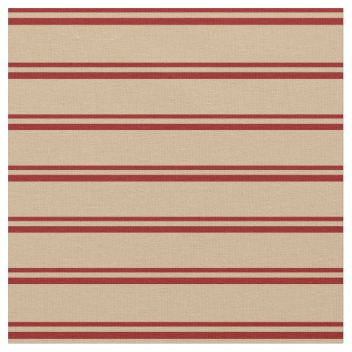 Dark Red and Tan Lined Pattern Fabric