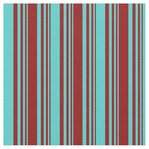 Dark Red and Turquoise Stripes Pattern Fabric
