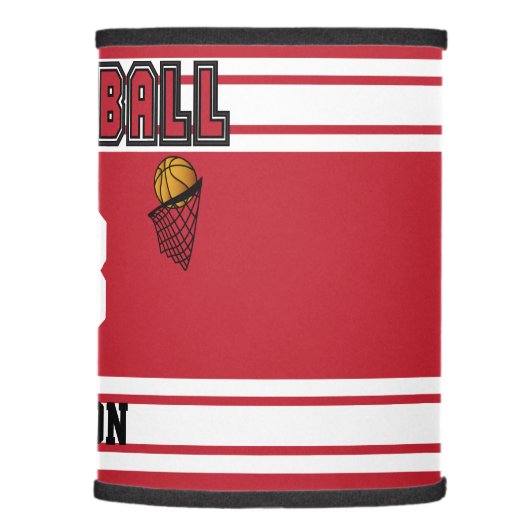 Dark Red and White Basketball Lamp Shade (Right)