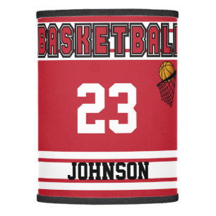 Dark Red and White Basketball Lamp Shade
