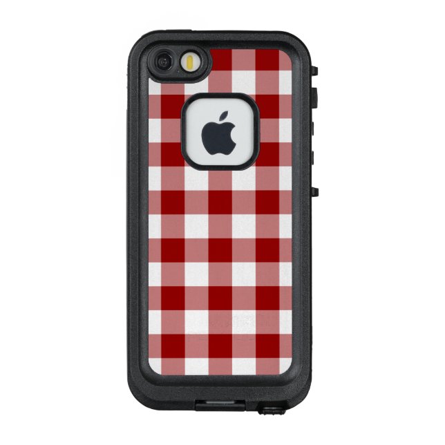Dark Red and White Buffalo Plaid LifeProof iPhone Case (Back)