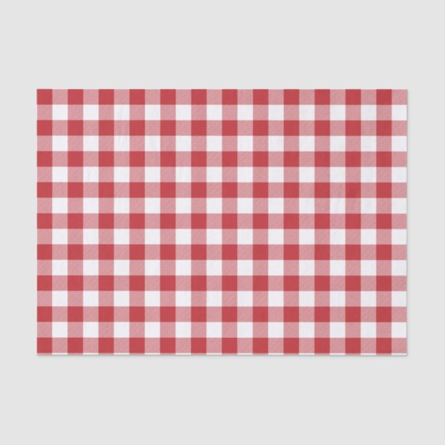 Dark Red and White Check Plaid Tissue Paper (Front)