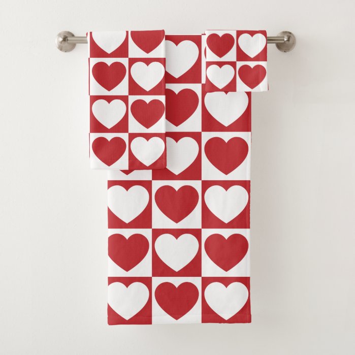 Dark Red and White Checkered Pattern With Hearts