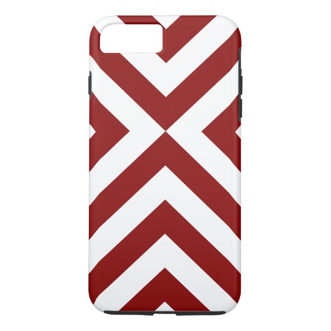 Dark Red and White Chevrons iPhone 8/7 Plus Case (Back)
