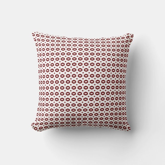 Dark Red and White: Geometriana Throw Pillow (Front)