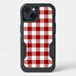 Dark Red and White Gingham Pattern iPhone 13 Case