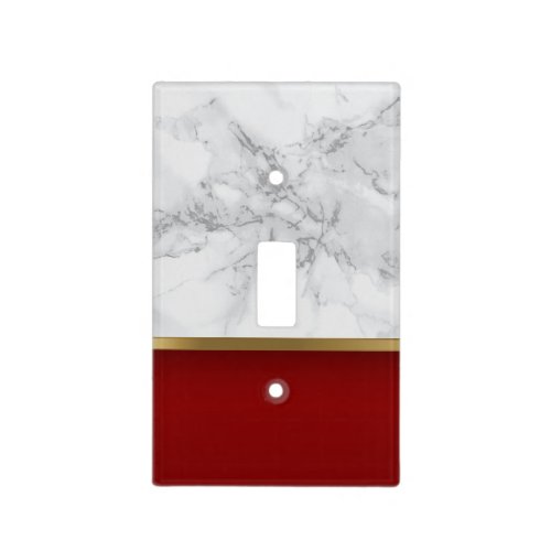 Dark Red and White Gray Marble Design Light Switch Cover